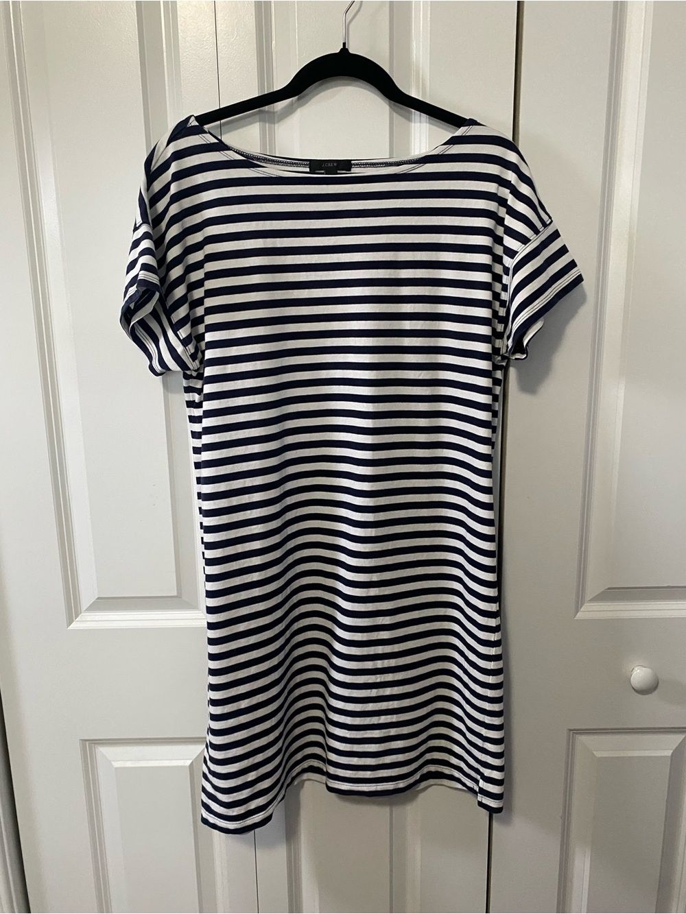 J. Crew Navy and White Striped Cotton Dress